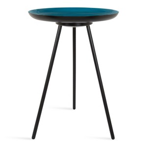Kate and Laurel Laranya Round Metal Side Table, 15x15x22.5, Teal and Black - 1 of 4