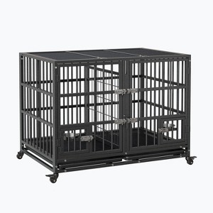 GustoWave 48'' Heavy Duty Dog Crate, Steel Escape-Proof Dog Cage with Openable Top, Double Door Kennel for Small Medium Large Dogs - 1 of 4