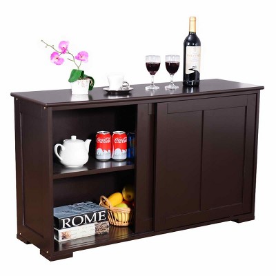 Brown MDF Buffet Cupboard with Sliding Door and Shelf