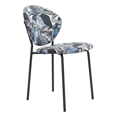 Set of 2 Coral Dining Chairs Leaf Print/Black - ZM Home