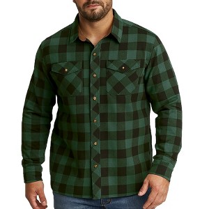 Men’s Cotton Brushed Flannel Plaid Shirt with Corduroy Trim - 1 of 4