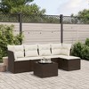 vidaXL 6 Piece Patio Sofa Set with Cushions Brown and Cream Poly Rattan - Without Storage 6 Items - 2 of 4
