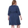Agnes Orinda Women's Plus Size Polka Dots Elegant  3/4 Sleeve Ruffle Dress - 4 of 4