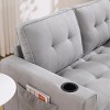 55" 3-in-1 Convertible Loveseat Sleeper Sofa with Pull-Out Bed, Cup Holders & Side Pockets for Small Spaces -3irtyhousy - 3 of 4