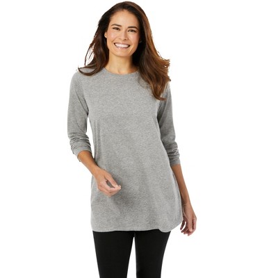 Woman Within Plus Size Perfect Long-Sleeve Crewneck Tunic