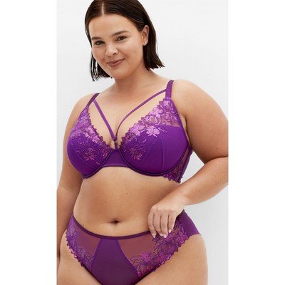 Women's Plus Size Tara Plunge Contour Bra - royal purple | CITY CHIC