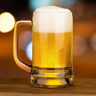 Kook Clear Glass Beer Mugs with Handles, Set of 4