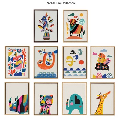 Abstract Animal Print on Canvas with Brown Frame, 27" x 22"