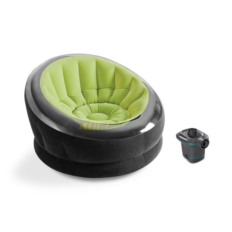 Intex Empire Lime Green Inflatable Blow Up Lounge Dorm Camping Chair & Air Pump, 1 of 7