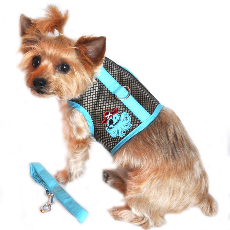 Doggie Design Cool Mesh Dog Harness Under the Sea Collection-Pirate Octopus Blue and Black, 1 of 4