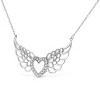 Haus of Brilliance Silver Pave-Set Diamond Accent Fairy Wing Heart Pendant Necklace - 3 of 4