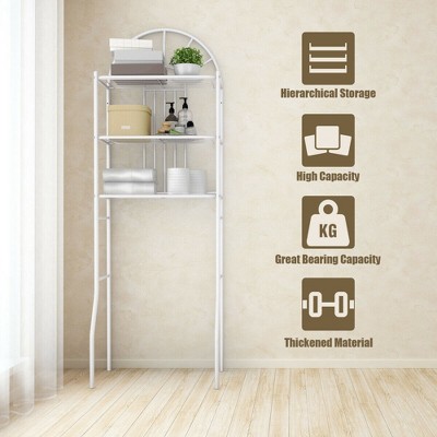 White Metal 3-Shelf Over-the-Toilet Bathroom Organizer