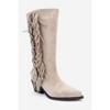 Orlo - Beige Suede Genuine Leather Fringed Western Boot (Women) | Forever & Always Shoes - 3 of 4