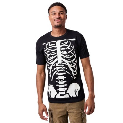 Skeleton Halloween Costume Men's Black Short Sleeve Tee