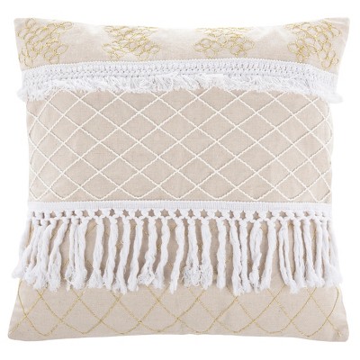 Gurti Pillow - White/Beige - 18" X 18" - Safavieh