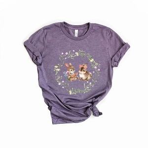 Simply Sage Market Women's Bunnies Floral Wreath Short Sleeve Graphic Tee - 1 of 4