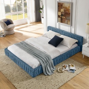 NicBex Queen Bed Frame with Headboard,Upholstered Bed Frame with Pleated Design,Chenille Platform Bed for Adults,Kids,Teens,No Box Spring Needed - 1 of 4