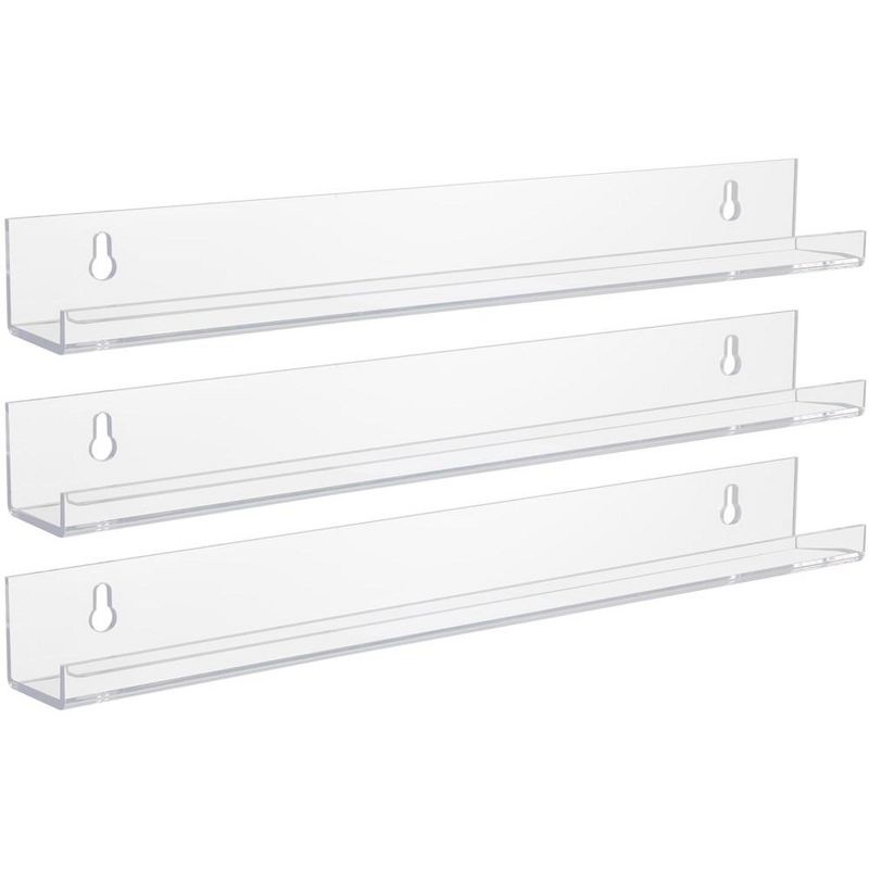 Sorbus Clear Organizer Shelf, Acrylic Style Nail Polish Holder Rack Storage, Wall Mounted Storage Shelf for Home, Bathroom and more (3 Pack), 4 of 9
