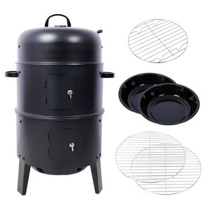 CAVINAS Charcoal Grills Steel Portable Grill Heavy Duty Round Smoker Grill for Outdoor Grilling - 1 of 4
