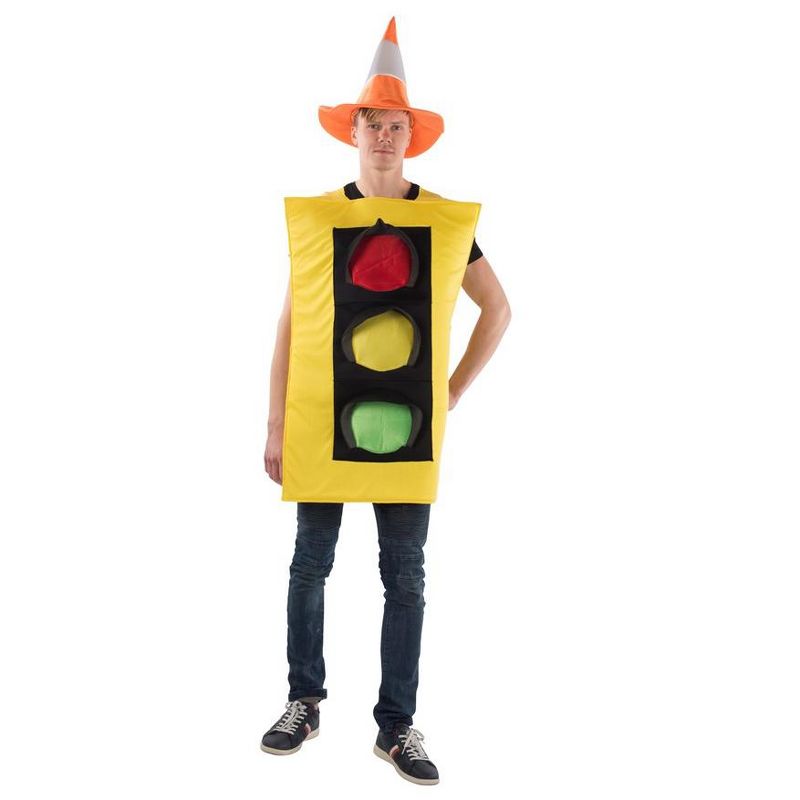 Dress Up America Traffic Light Costume and Safety Cone Hat for Adults -One Size, 1 of 3