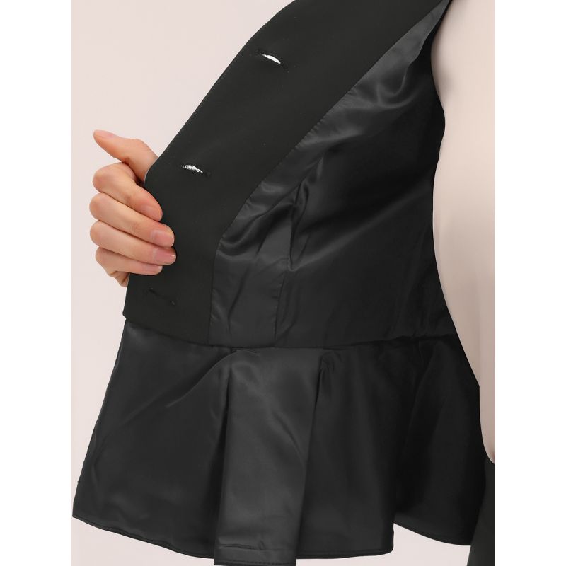 Allegra K Women's Long Sleeve Collarless Peplum Blazer and Pencil Skirts Suit Set 2 Pcs, 5 of 6