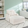 VYNXARIA 39-inch Spring upholstered armchair  Ottoman set - comfortable single sofa with cup holder and corduroy fabric for living room or bedroom - 2 of 4