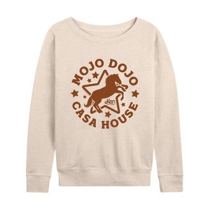 Women's - Barbie - Mojo Dojo Casa House Lightweight French Terry Wide Neck Long Sleeve Shirt - 1 of 4