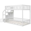 Polibi Twin Over Twin Low Bunk Bed with Fence-Style Rails and Built-In Storage Staircase - 4 of 4