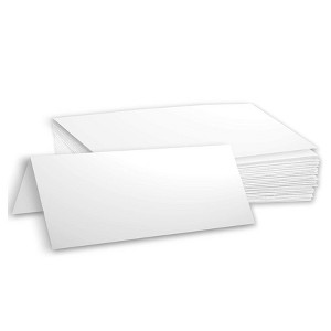 Hamilco Blank Tent Name Place Table Cards 3 1/2" x 11" Folded Card Stock - White Cardstock Paper 80lb Cover - 100 Pack - 1 of 4