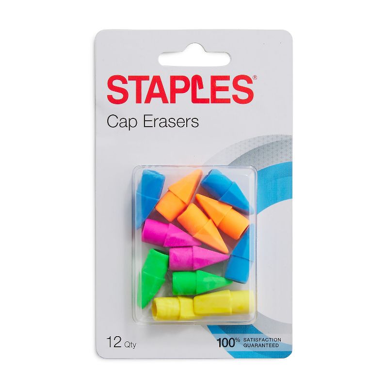 Staples Erasers Assorted Colors Dozen (771352) , 1 of 5