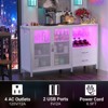 Aheaplus White Wine Bar Cabinet with Drawers and Door, Sideboard Buffet Cabinet with Charging Station & Led Light, Wood Coffee Bar Station - 2 of 4