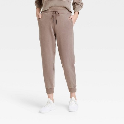 Women's Mid-Rise French Terry Acid Wash Jogger Pants - JoyLab™ Pewter M