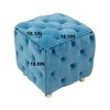 CAVINAS Modern Velvet Upholstered Ottoman Chair Makeup Chair,Small Button Tufted Ottoman for Living Room,Bedroom - 4 of 4