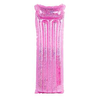 Northlight 67" Inflatable Pink Glitter Swimming Pool Lounge