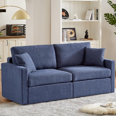 Vipbear 80" Loveseat Sofa Couch Modern Comfy Couch with Deep Seat Spring Cushion, Solid Wood Frame, Removable Cover,Blue/Dark Gray/Light Gray/Beige