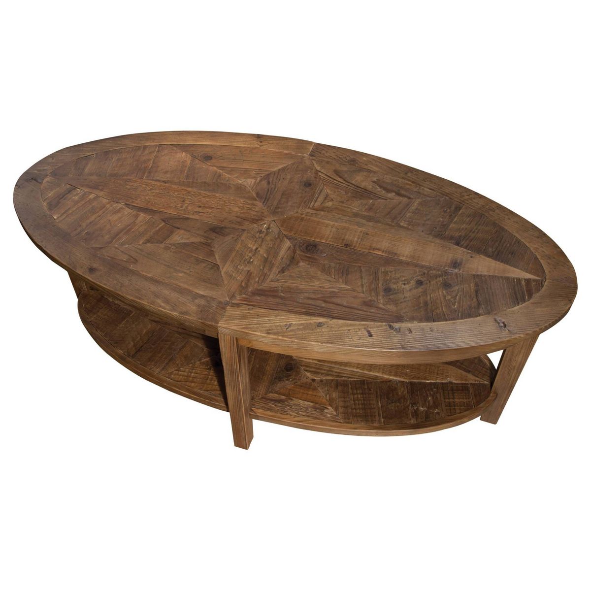 Alaterre Revive 48-inch Oval Coffee Table with Storage Shelf for Living Room Décor, Natural - thumbnail 6