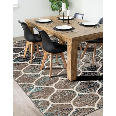 Blue Multi 8' x 10' Trellis Synthetic Area Rug