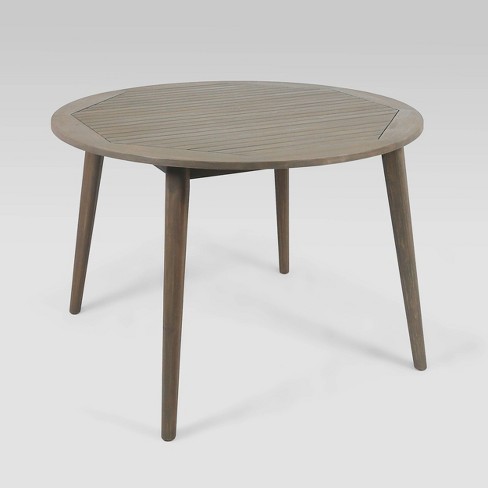 Stamford Round Acacia Wood Dining Table Gray Christopher