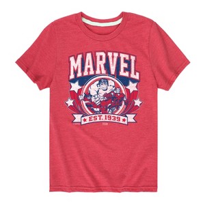Boys' - Marvel - Collegiate Americana Short Sleeve Graphic T-Shirt - 1 of 4