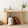 Burl Wood 60" Console Table for Entryway,Modern Console Table With Double Pedstal Grain Paper Console Table For Living Room-Tanpinhause - 3 of 4