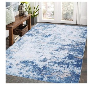 Gray-2*6 feet  Modern Abstract Living Room Rug Machine Washable Soft Carpet Non Slip Non Shedding Ultra Thin Pet Friendly Soft Indoor Foldable Floor - 1 of 4