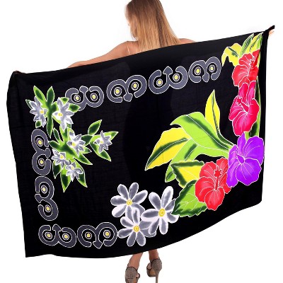 LA LEELA Women's Summer Bikini Wraps Beach Wrap Coverup Sarong Skirt Bathing suit Swimwear Swimsuit Coverup for Women One Size Black, Floral