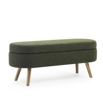 Vynxaria Multi-Functional Oval Storage Ottoman Bench, Home Decor Footstool Seat with Practical Storage