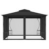 vidaXL Steel-Framed Gazebo with Nets - 9.8'x9.8'x8.7' Outdoor Structure, UV Resistant, Anthracite, Ideal for Parties, Weddings, BBQ, Camping - 2 of 4