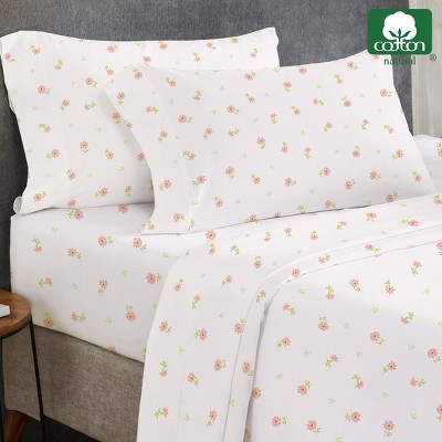 Soft Floral Full Cotton Sateen Deep Pocket Sheet Set