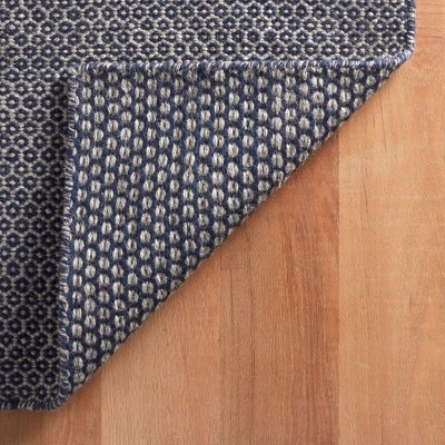 Gray and Indigo Geometric Handwoven Wool Rug 5 x 8