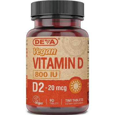Deva Vegan Vitamin D2 20 mcg (800 Iu) 90 Tablets.