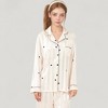 Anna-Kaci Lounge Women's Heart Embroidered Pajama Set with Long Sleeve Button-Up Top and Matching Full-Length Lounge Pants - 4 of 4