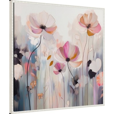 Spring Fling Abstract Floral Canvas Print with White Frame
