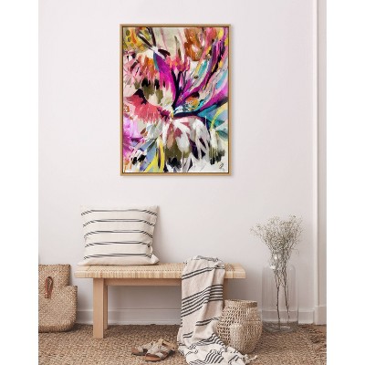 Colorful Abstract Canvas Art with Natural Frame, 28" x 38"